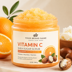 Vitamin C Enriched Shea Sugar <b>Scrub</b> Natural <b>Body</b> Exfoliator for Skin Whitening Moisturizing OEM ODM Private Label Bulk Wholesale - Product Image 1