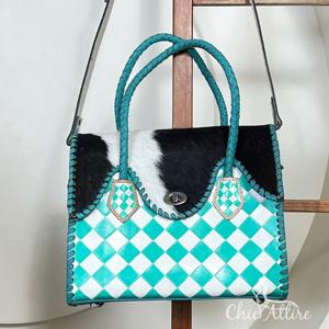 Nouveauté - Best-seller - March Expo 2026 - Sac fourre-tout en cuir de vache véritable à carreaux - Sac à main élégant pour femmes - Sac à bandoulière et sac à main - Product Image 1