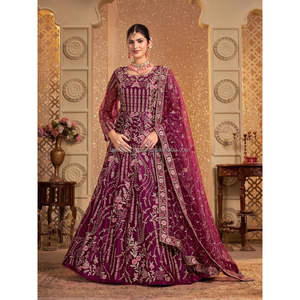 Vêtement de mariage indien, Lehenga Choli traditionnel, robe formelle Anarkali en fausse fourrure avec dupatta - Product Image 6
