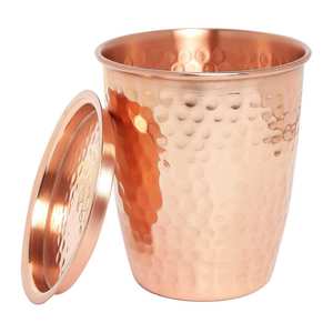 Gobelet à eau artisanal en cuivre pur, finition martelée mate, verre à boire ayurvédique, tasse en cuivre sans soudure, logo personnalisé - Product Image 4