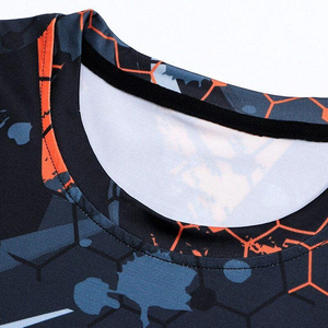 Men Full Sleeve <b>Compression</b> Rash Guard Sublimation Printed Quick Dry Polyester Athletic <b>Shirt</b> Orange <b>Black</b> Design - Product Image 5