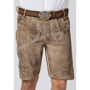 Shorts traditionnels bavarois pour hommes en cuir de vachette véritable suédé, coupe classique, couleur personnalisable, haute qualité, très tendance - Product Image 3