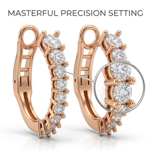 Boucles d'oreilles créoles ovales en or rose 18 carats avec diamants naturels, petites créoles pavées à fermoir articulé pour femmes, vente en gros, MOQ 1 pièce - Product Image 4