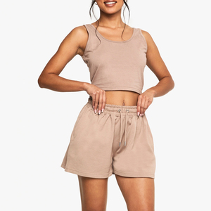 Women's Crop Top Co Ord Set Matching Two <b>Piece</b> Casual Clothing with Modern Silhouette for Summer Fashion Travel Weekend Wear - Product Image 1