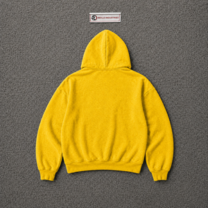 Sudadera con Capucha Amarilla con Gráficos y Letras Blancas en Grafiti, Sudadera Oversize Texturizada de Estilo Urbano Informal - Product Image 6