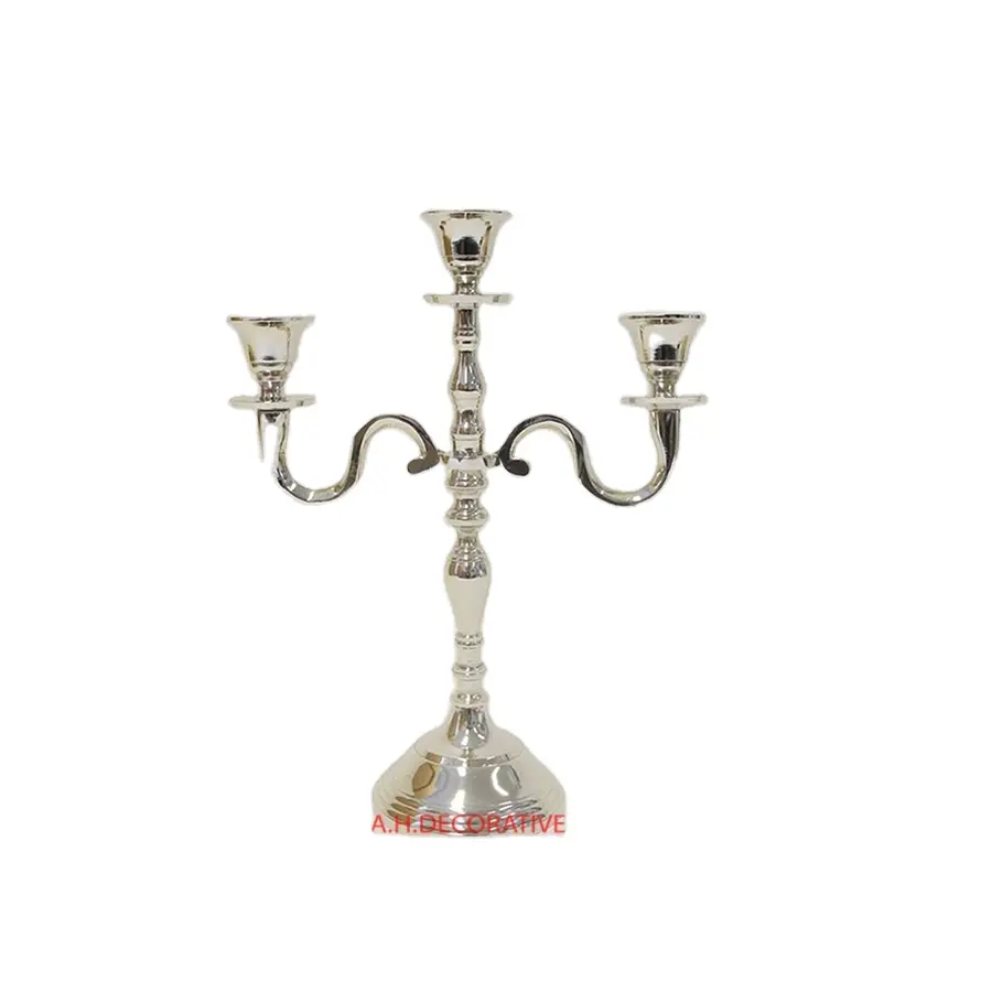 O design simples de Alumínio Caro 3 Braços Candelabros Da Vela para Peça Central Do casamento & decoração Do Partido Use Candelabros de Prata