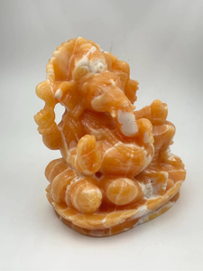 Hand Carved Natural Orange Calcite Ganesha <b>Statue</b> 6 Inch Crystal Sculpture OEM ODM Wholesale Supplier - Product Image 2