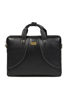 WRIZA Bolso para portátil de cuero genuino de primera calidad para hombre |   Bolso de mensajero profesional para oficina de 15,6 pulgadas con asa grande y duradera, color negro - Product Image 1