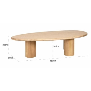 Table basse en bois moderne de forme ovale 160 cm, design scandinave, meubles de salon, plateau et pieds en bois massif faits à la main - Product Image 1