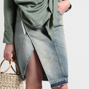 Falda Vaquera Informal de Moda para Mujer, Cintura Alta, Estilo Y2K, con Bolsillos y Botones, Midi Informal, Lista para Enviar - Product Image 4