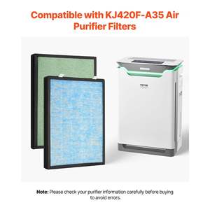 Filtre de remplacement HEPA H13 à 4 étages avec charbon actif pour purificateur d'air intérieur KJ420F-A35, lavable et réutilisable, bleu vert - Product Image 2