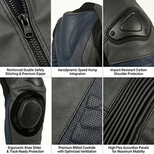 Traje de Cuero Personalizado para Motociclismo de Competición, OEM, Piel de Vacuno, Equipo de Protección Perforado para Días de Pista, Fabricante Mayorista - Product Image 6