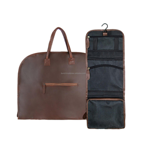 Men's Travel Gift Set Leather <b>Suit</b> <b>Carrier</b> & Matching Hanging Wash Bag With Custom Monogram Personalized Initials LSC-0027 - Product Image 6