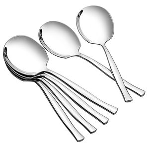 Luxury Stainless Steel Soup Spoons Set of 6 – Mirror Polish Dinner Spoons, Heavy Duty Silverware for Dining, Kitchen, Restaurant - Product Image 1