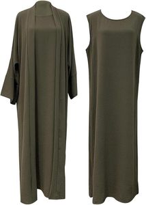 Solid Color Burqa Latest Model Muslim Islamic Clothing Abaya Dubai Double Layer Floor Length Long Sleeve Abaya Customizable Logo - Product Image 2