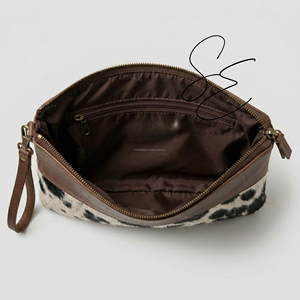 Cowgirl Genuine Leather Hair On Hide Wristlet Clutch <b>Wallet</b> Handmade Western Zipper Pouch for Women Real Leather Travel Pouch - Product Image 5