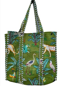 Bolsa de Mano de Algodón con Estampado Animal, Correas para el Hombro, Diseño Vintage a la Moda, Forro de Lona, Parte Superior Abierta, Estilo Casual - Product Image 2