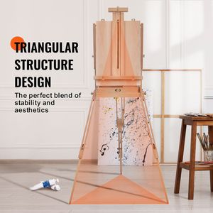 Chevalet pliable en bois de hêtre français 34 pouces avec support pour toile, palette et sangle réglable en hauteur et en angle pour la peinture sur toile - Product Image 2