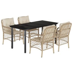 Juego de Comedor para Jardín en Color Beige Crema y Negro - Product Image 2