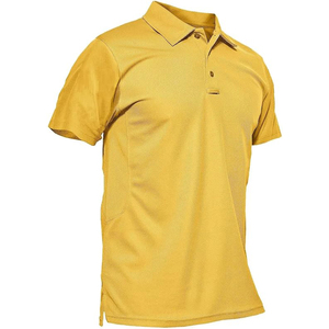Polo de Manga Corta Amarillo para Hombre, con Bolsillo en el Pecho, Estilo Casual, Corte Regular, Color Sólido, Tejido de Piqué - Product Image 1