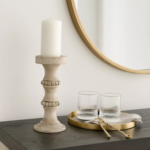 Contemporary design <b>White</b> wash pillar candle holder rustic wooden candle stand farmhouse candle holder offer customizations - Product Image 6