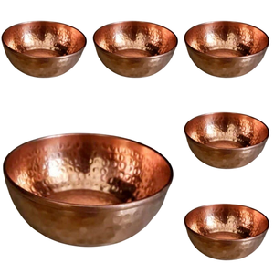 Handmade Hammered Copper Bowls Set Vintage Metal Serving Bowls For Food And Fruit Gifting Decorative <b>Dining</b> <b>Table</b> Bowl - Product Image 1