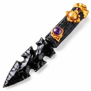 Daga de Cristal de Obsidiana Negra Hecha a Mano y Athame de Amatista para Decoración de Altar Wiccano, Venta al Por Mayor - Product Image 6