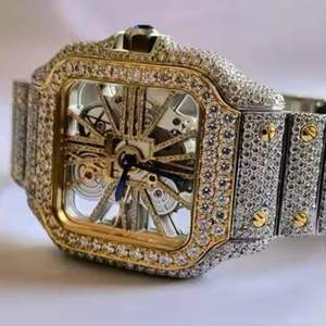 Reloj de Lujo para Hombre con Diamantes Cultivados en Laboratorio, Diseño Personalizado, Pantalla Analógica, Caja Cuadrada Vintage, Edición Limitada, Directo de Fábrica - Product Image 2