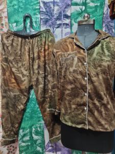 Conjunto de pijama Floral de mezcla de seda de invierno/verano de diseño único para mujer, Sari de seda transpirable informal de lujo con estilo cómodo - Product Image 5