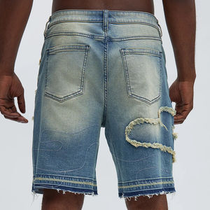 Pantalones Cortos de Mezclilla Casuales para Hombre de Alta Calidad a Precio de Fábrica - Secado Rápido, Ecológicos, con Cierre de Botones, Costuras en Contraste y Detalles Deshilachados - Product Image 6