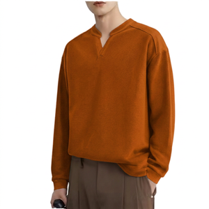 เสื้อสเวตเชิ้ตคอกลมทรงโอเวอร์ไซส์สั่งทำขายส่ง สีพื้น ผ้าถัก แขนยาวทรงปกติ สำหรับผู้ชาย สวมใส่สบายๆ ในฤดูใบไม้ร่วง - Product Image 3