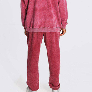 Pantalones Deportivos de Pana para Hombre, Cintura Elástica, Color Rojo Lavado, Pantalones Casuales con Bolsillos Laterales, Peso Medio, para Otoño - Product Image 2