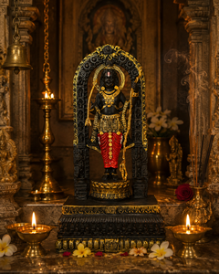 Figura Religiosa de Ram Lalla Hecha a Mano en Resina, Escultura Tradicional Estilo Templo, Decoración Diwali para el Hogar, para Mesa o Sala de Estar - Product Image 3