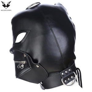 Máscara de cuero sintético de moda con cremallera para la boca y ojos grandes, disfraz sexy para fiestas y clubes, máscara facial completa de cuero sintético. - Product Image 3