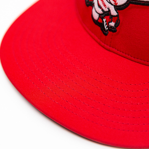 <b>Red</b> 6-Panel Baseball Cap With Embroidered Baseball Character Logo Front Panel Unisex Casual Fit - Product Image 6