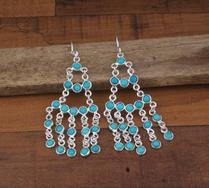 Trendy Turquoise Zircon 925 Sterling <b>Silver</b> Link <b>Chain</b> Drop <b>Earrings</b> Boho Wedding Luxury Fashion Jewelry - Product Image 1