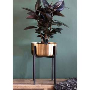 Pot de fleurs moderne en métal noir avec support, pour intérieur et extérieur, pot à fleurs en fer texturé chevron, vase décoratif de luxe pour plantes de jardin - Product Image 5