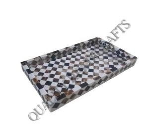 Hot Selling <b>Diy</b> Epoxy Resin River Mango Wood Serving Tray Metal Handle 35x23x3 CM Natural Finish Hotels Restaurant Tray - Product Image 1