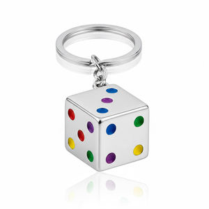 Souvenir de Las Vegas, cadeau de casino, porte-clés en métal avec logo personnalisé, dés personnalisés - Product Image 1