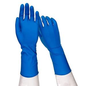 Guantes Desechables de Látex Azul Medio, Resistentes, Sin Polvo, No Estériles, Paquete de 50, 12 Pulgadas, Guantes de Goma para Uso Doméstico - Product Image 1