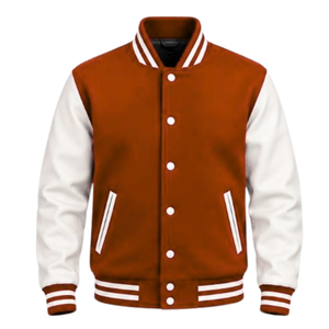 Veste universitaire décontractée pour homme, style baseball, avec manches longues, ourlet côtelé et fermeture à boutons-pression sur le devant - Product Image 1