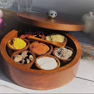 Wooden Kitchen Organizer Spice <b>Box</b> <b>Masala</b> Container Multi Slot Storage for Herbs and Seasoning - Product Image 5