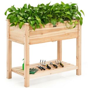 Jardinière surélevée en bois avec support, système d'arrosage automatique et trous de drainage pour plantes vertes - Product Image 4