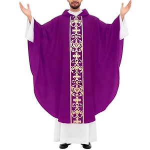 Nuevo Estilo 2026, Túnica de Sacerdote Personalizada en Color Morado, Vestimenta Litúrgica Bordada, Uniforme de Clérigo Transpirable - Product Image 1