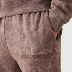FREEZY APPAREL Survêtement coupe-vent 2-en-1 bleu marine à capuche pour homme, pantalon long en coton, sweat-shirt, imprimé logo, décontracté, hiver - Product Image 4