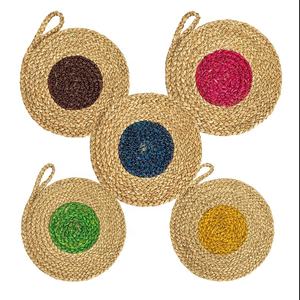 Vintage Seagrass <b>Woven</b> Plate Mats Lightweight Bamboo Placemats Pads Colorful Wholesale Dining Table Accessories Cup <b>Coasters</b> - Product Image 3