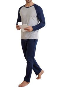 Ensemble de pyjama pour homme en coton 100% à manches longues et col rond, 2 pièces, avec pantalon long, respirant, vêtements de détente thermiques, Bangladesh - Product Image 5