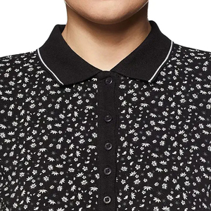 Polo personnalisé pour femme à imprimé floral, manches courtes, coupe classique, tricoté 100% polyester, décontracté, pour le printemps et l'été - Product Image 5