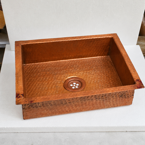 Handmade Hammered Rectangular Copper Bathroom Vessel Sink for Vanity Countertop Modern Wash <b>Basin</b> Luxury Farmhouse Washroom Sink - Product Image 5