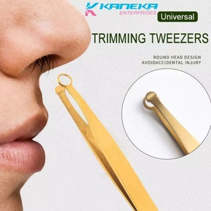 Pince à épiler à sourcils en acier inoxydable pointe arrondie Kaneka Enterprises KE-11037 vente chaude pour l'épilation des sourcils - Product Image 4